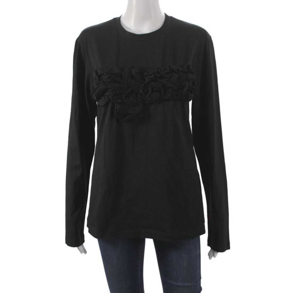 Meimeij Women Jersey T-Shirt Black Long Sleeve Crew Neck Size 40